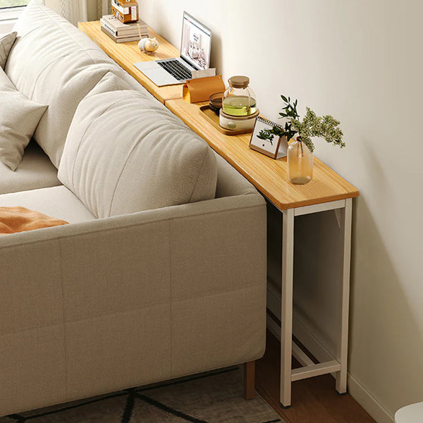Minimalist Wooden Console Table - Slim Wall-Mounted Single/Double Tier Entryway Shelf with Carbon Steel Frame, Space-Saving Narrow Hallway Table, Bedroom/Living Room Table (80x20cm, MDF Wood + Black/White Metal)