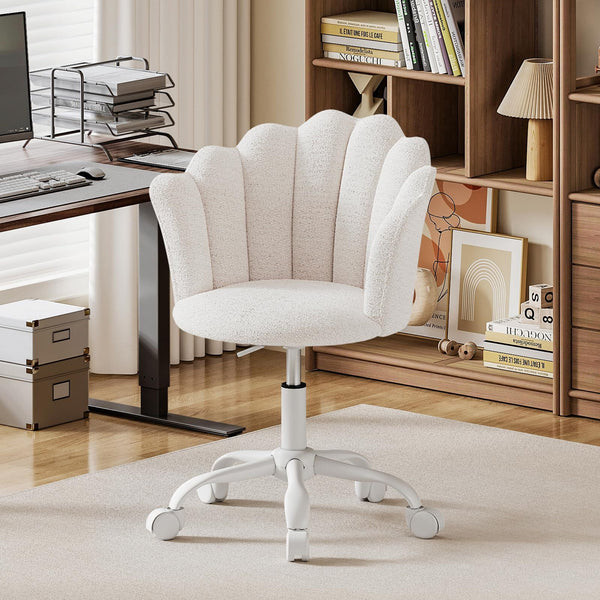 Shell-shaped Office Chair,Adjustable Chenille Swivel Chair,Soft and Flexible, Suitable for Bedrooms, Offices and Studies.