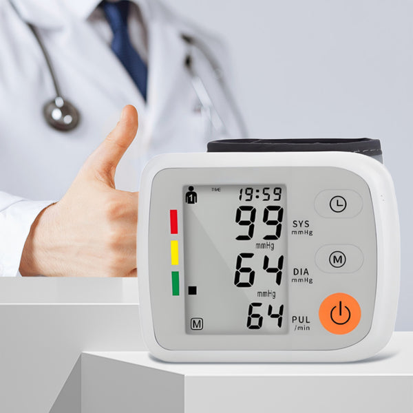 JIACOM Digital Blood Pressure Monitor with Pulse Rate Detection - Adjustable Wristband, Soft LCD Display, Battery Powered, Easy-to-Use for Adults & Teens, Voice Broadcast Function, Blood Pressure Wristband | Sleek White Design | Soft Fabric, Blood Pressur