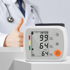 JIACOM Digital Blood Pressure Monitor with Pulse Rate Detection - Adjustable Wristband, Soft LCD Display, Battery Powered, Easy-to-Use for Adults & Teens, Voice Broadcast Function, Blood Pressure Wristband | Sleek White Design | Soft Fabric, Blood Pressur