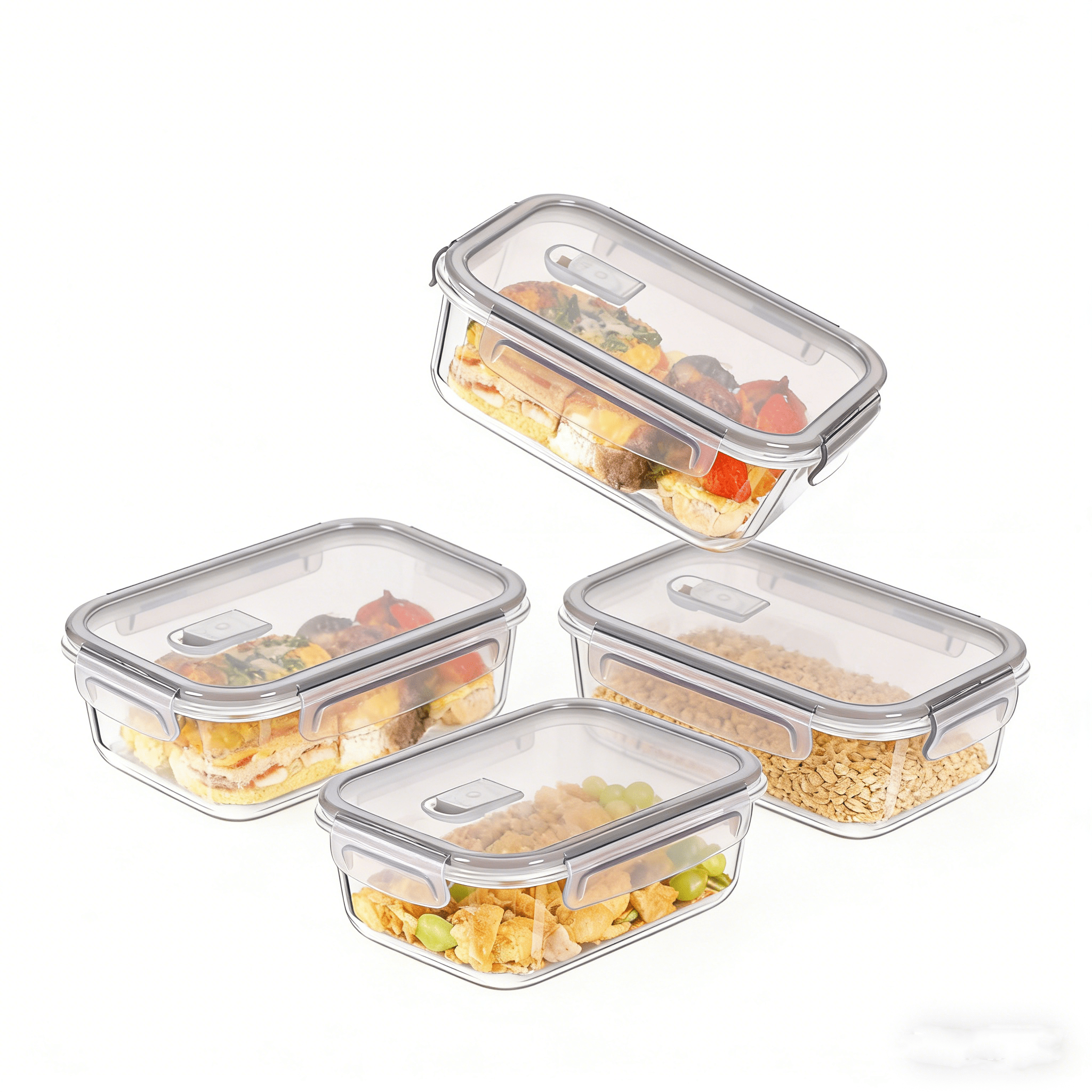 1040 ml*4, glass food containers with lids, glass sets with lids, glass storage containers with lids, glass lunch boxes with lids, glass plates with lids