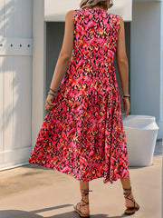 Spring/Summer Vacation Women'S Sleeveless Bohemian Style Fringed Tie-Up Printed Dress
