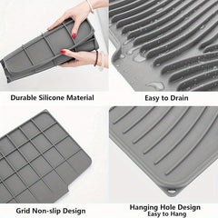 Silicone Kitchen Sink Drying Mat Rectangle Non Slip Worktop Saver Dish Drainer