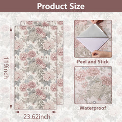 Self-Adhesive Flowers Wallpaper - Pink Boho Self-Adhesive Removable Wall Stickers, Waterproof PVC Contact Paper for Living Room, Cabinets, Bedroom, Kitchen Furniture Refurbishment Wallpaper | Easy Home Decor (59.99cm X 3.02meter) Rentals Friendly