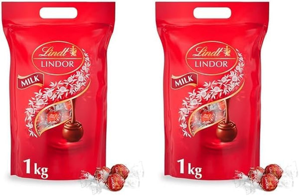 Lindt Lindor Milk Chocolate Truffles – 1Kg Bag (Approx. 80 Balls) – Smooth Filling – Christmas, Gift, Birthday, Congratulations, Sharing Treat