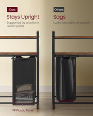 VASAGLE Laundry Basket, Laundry Hamper with 4 Pull-Out and Removable Laundry Bags, 2 Shelves, 4 X 40 L, for Laundry Room, Rustic Brown and Black BLH214B01