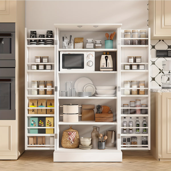 Freestanding Kitchen Pantry Storage Cabinet, White, Adjustable Shelves, 3-Level Design, 60cm W x 40cm D x 120cm H, Easy Assembly, Spacious Storage for Kitchen, Home Office, Bedroom, Bathroom