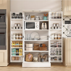 Freestanding Kitchen Pantry Storage Cabinet, White, Adjustable Shelves, 3-Level Design, 60cm W x 40cm D x 120cm H, Easy Assembly, Spacious Storage for Kitchen, Home Office, Bedroom, Bathroom