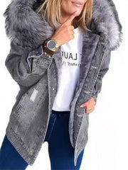 A New Stylish Denim Jacket Women's Wear in Autumn and Winter Autumn and Winter Fashion Women's Clothing Is Comfortable, Elegant, Street-style and Stylish for Casual Attire