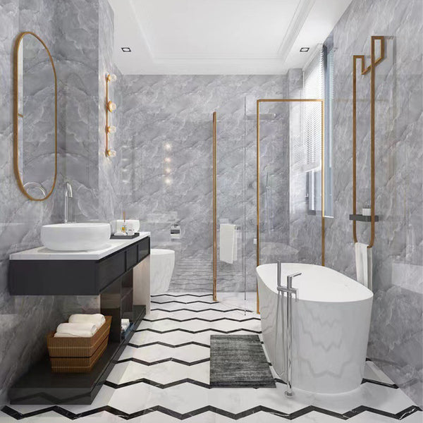 12/24/36pcs Contemporary Marble Pattern Self-Adhesive Wall Stickers - Waterproof & Oil-Resistant &Glossy Finish, Easy Peel & Stick for Kitchen, Bathroom, Glass, Walls - Removable Modern Home Decor, Bathroom Wall Stickers, Kitchen Decor, Easy install Decal