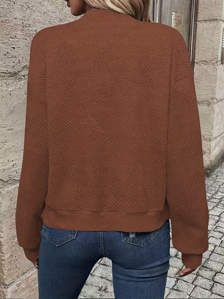 Solid Color Casual Zip-Up Cardigan Jacket