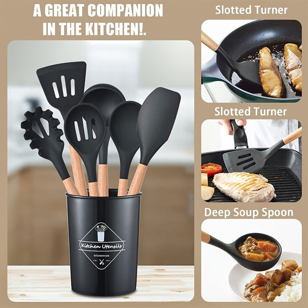 12 Silicone Kitchen Utensil Set, Non Stick Baking Cooking Utensils Cooking Spoon Tools