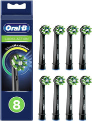 Oral-B Pro Cross Action Electric Toothbrush Head, X-Shape and Angled Bristles for Deeper Plaque Removal, Pack of 4 Toothbrush Heads, Black