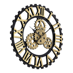 50cm European Vintage Gear Wall Clock with Large Roman Numerals, Outdoor Garden Wall Clock, Industrial Style Giant Open Face Skeleton Clock, Silent Non-Ticking Quartz Clock, Living Room Bedroom Office Kitchen Patio Bar Farmhouse Clock, Christmas & Hallowe