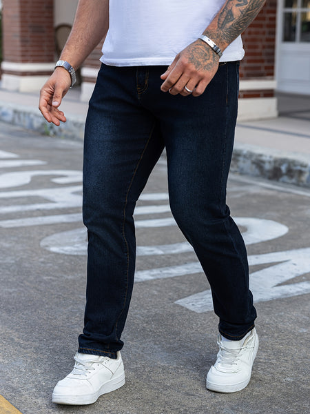 Trendy Slim-Fit Men'S Blue Denim Jeans with Stretch, Perfect for Casual Wear, Featuring a Modern Design for Young Adults