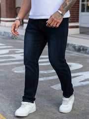 Trendy Slim-Fit Men'S Blue Denim Jeans with Stretch, Perfect for Casual Wear, Featuring a Modern Design for Young Adults