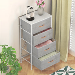 4-Drawer Chest Of Drawers with Metal Frame & MDF Wooden Top, Adjustable Feet, Anti-Tip Safety, Spacious Storage Unit for Bedroom Or Living Room (45x30x91cm/ 17.7x11.8x35.8inch)