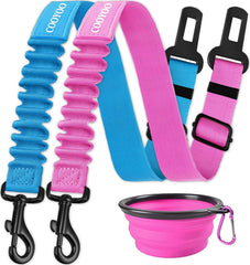 COOYOO Dog Seat Belt,Retractable Dog Car Harness Seat Belt for Car Adjustable Nylon Pet Safety Seat Belts Heavy Duty & Elastic Bungee Buffer
