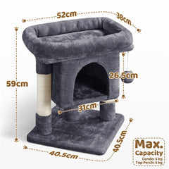 Costoffs 59cm Height Cat Tree, 2-Level Cat Tower Furniture, Climbing Frame with Condo/Plush Perch/Scratch Posts, Cat Climbing Tower for Cats Kittens Pets, Small to Medium-sized Cats, Dark Gray/Light Gray/Black/Pink