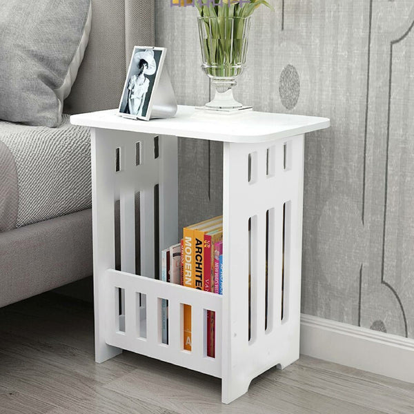 Small Side Table Side End Coffee Table Beside lamp Stand Nightstand Storage Shelf for Living Room Bedroom Bathroom Office Hallway White