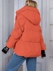 Women's Winter Casual Warm Padded Coat with Fashionable Double Hood and Windproof Cuffs
