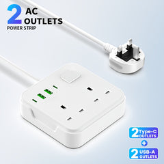 6-in-1 Power Socket Surge Protector, Power Socket/power Board/power Strip, Small Night Light, 3250W, 13A, 1.8M Power Cord, Portable Power Socket, 2 AC Power Sockets, 4 USB Ports, Suitable For Home, Kitchen, Office Or Hotel Use