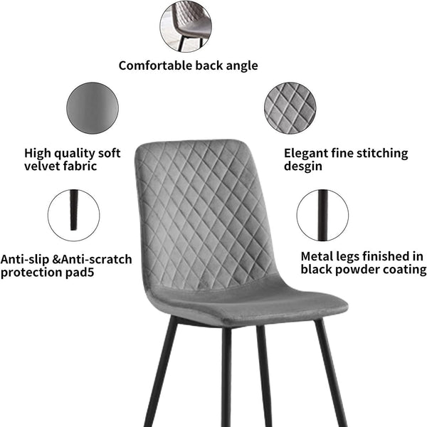mcc direct Set of 2 Designer Velvet Chairs Fabric Dining Chairs with Metal Legs-Lexi Chairs
