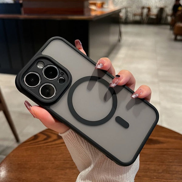 Phone Case - Premium Minimalist Frosted Skin-Feel Magnetic Phone Case - Fingerprint-Resistant, with Lens Protection, Wireless Charging Supported, Black Business-Style Protective Case for Iphone 17/16/15/14/13/12/11 Pro Max/Plus, Precise Cutouts