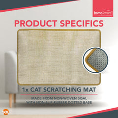 Cat Scratching Mat 60cm x 40cm | Sisal Cat Scratcher Pad for Kittens & Indoor Cats | Durable Scratch Board to Protect Furniture | Non-Slip Pet Scratching Pad | Large Cat Claw Care Mat | Cat Exercise & Stretching Toy