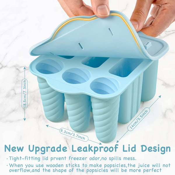 Ice Lolly Moulds, Silicone Popsicle Molds, 9 Cavities Ice Cream Moulds With 50 Sticks, 50 Bags, 50 Tie Wraps, Brush And Funnel