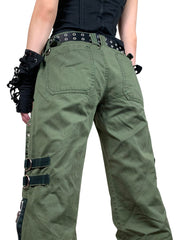 Women Gothic Cargo Pants Loose Low Waist Trousers Wide Leg Baggy Jeans Harajuku Streetwear Punk