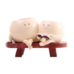 Unique Sit Long Chair Succulent Pots Smile Face Planter Pot Resin Unique Cute Head Flower Planter for Indoor Outdoor Plants