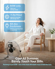 Schallen Chrome Silver Metal High Velocity Cold Air Circulator Adjustable Floor Fan with 3 Speed Settings (14
