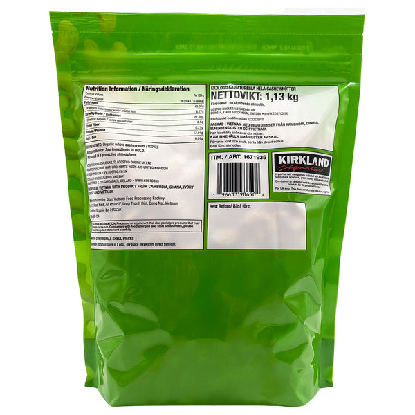 Kirkland Signature Organic Cashews Bag, 1.13Kg