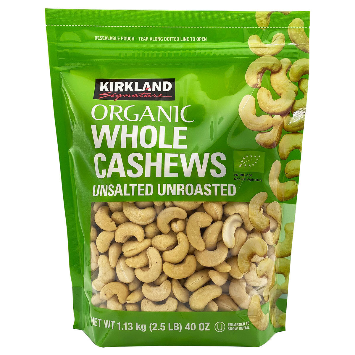 Kirkland Signature Organic Cashews Bag, 1.13Kg
