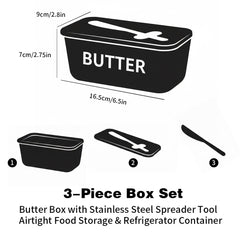 Butter Box Set with Professional Stainless Steel Spreader | Food & Snack Storage Container, Fridge Organizer Box - Ideal for Butter & Kitchen Use