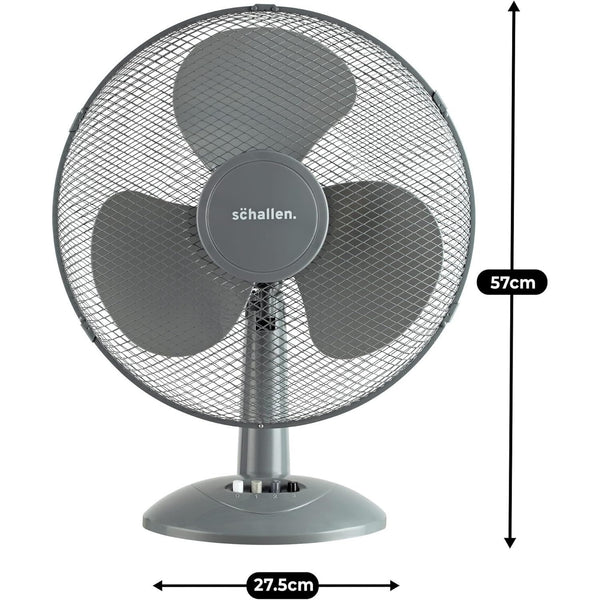Schallen 16 Inch Electric Desk Fan Oscillating Table Fan 3 Speed Quiet Cooling Fan Adjustable Head Worktop Office Home Bedroom Air Circulator Fan Modern Design Portable Electric Desk Fan White Black or Grey UK Plug Summer Cooling Fan