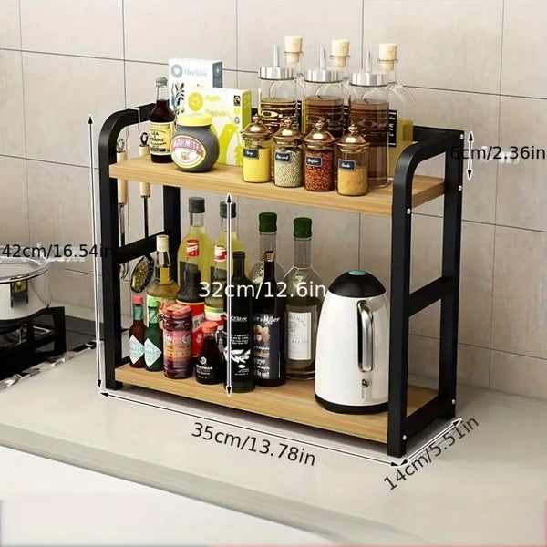 1pc Stainless Steel Multi-Tier Storage Rack - Space-Saving Countertop Spice Shelf Suitable for Kitchen, Bathroom, And Bedroom, Kitchen Storage Rack