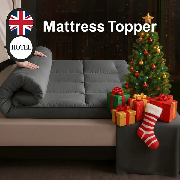 4 Inch/10Cm Microfiber Mattress Topper with 1100 GSM Heavy Filling, Extremely Soft And Fluffy, Hand-Filled, Available in Single, Double, King Sizes, Grey, Perfect for Halloween And Christmas Gifts