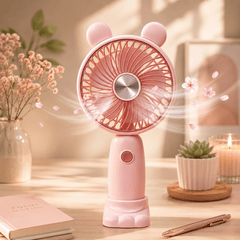 USB-C Rechargeable Fan detachable ears with LED Light & One-Button Control – Quiet, Portable, and Easy to Use