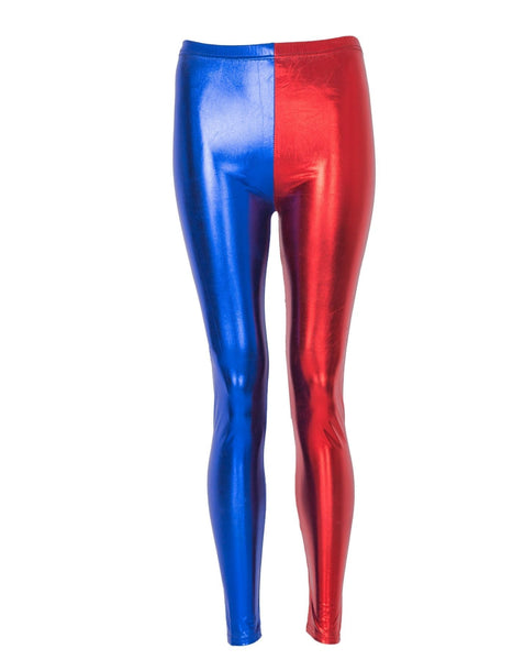 RUFEDGE Women's Halloween Contrast Red & Blue Leggings | Costume Pants for Women