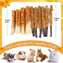 Rabbit Apple Wooden Sticks, Natural Rabbit Chew Toys, Small Animal Wooden Teething, Small Pet Cage Flower Decoration, Hamster, Chinchilla Squirrel Rabbit Guinea Pig Small Pet Apple Chew Stick
