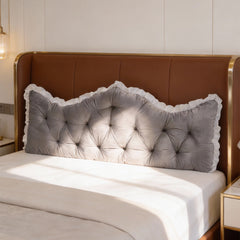 Large Ultra-Soft Comfortable Plush Backrest Pillow, Princess Style Reading Cushion, Neck and Back Support, Luxurious Fashionable Home Style Multifunctional Lace Ruffled Headboard Cushions, Suitable for Bedroom, Living Room, Dorm, Sofa Home Decor, Machine