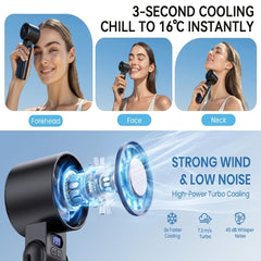 4-In-1 Portable Handheld Fan, Rechargeable Silent Cooling Fan, 199 Speeds with HD Display & Clip, USB-C Fast Charging for Summer, Office, Travel & Commuting, Black, White, Gray Purple