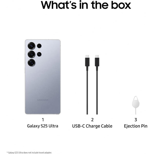 Galaxy S25 Ultra 5G (2025) 512GB Storage + 12GB RAM SM-S938B Qualcomm Snapdragon 8 Elite SIM Free Factory Unlocked Android 15 Smartphone - Available in Titanium Black / Titanium Grey / Titanium Silver Blue / Titanium White