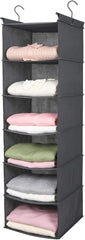 MAX Houser 6 Tier Shelf Hanging Closet Organizer, Closet Hanging Shelf with 2 Sturdy Hooks for Storage, Foldable (Grey)