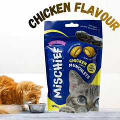 Mischief Pillow Cat Treats – 125g | Crunchy & Creamy Snacks for Cats | Available in Salmon, Chicken & Cheese Flavours.