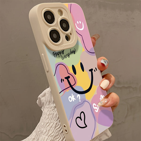 Phone Case: White Pupil Joyful Face Unisex Fashion Durable Case with Shockproof Protection and Lens Cover, for iPhone 17 Promax/Pro/ Air, 16 Plus, 15, 14 Pro Max, 13, 12 and Galaxy/XIAOMI.Gift for Friends, Boys, Girls or Family.