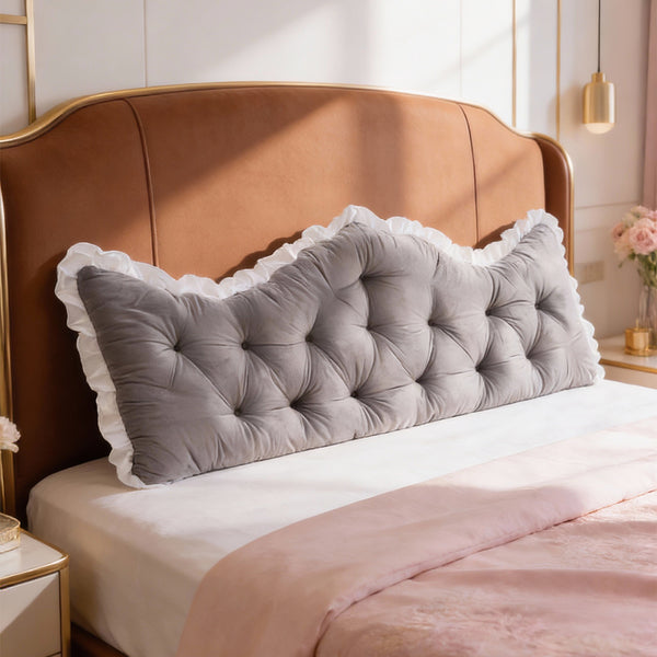 Large Ultra-Soft Comfortable Plush Backrest Pillow, Princess Style Reading Cushion, Neck and Back Support, Luxurious Fashionable Home Style Multifunctional Lace Ruffled Headboard Cushions, Suitable for Bedroom, Living Room, Dorm, Sofa Home Decor, Machine