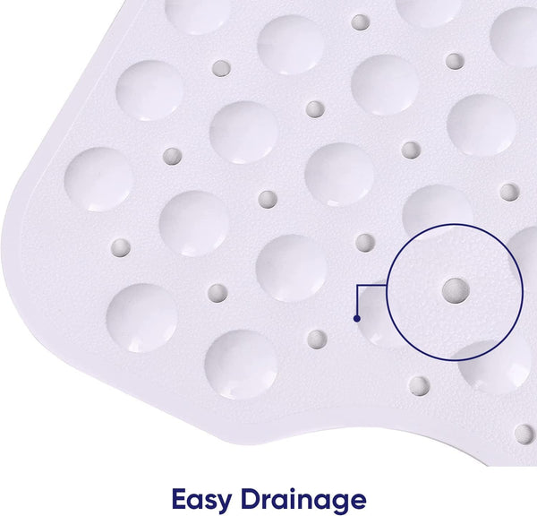 MOONLIGHT20015 Shower Bath Mat Non Slip anti Mould & Mildew with Strong Suction Cups Grip and Drain Holes Soft Rubber Shower Mats - PVC Bathroom Mat Machine Washable (70X38Cm, White)